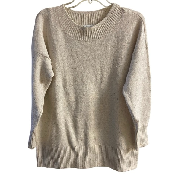 J Jill Pure Jill sweater crewneck pullover beige speckled Medium Petite - Picture 1 of 8